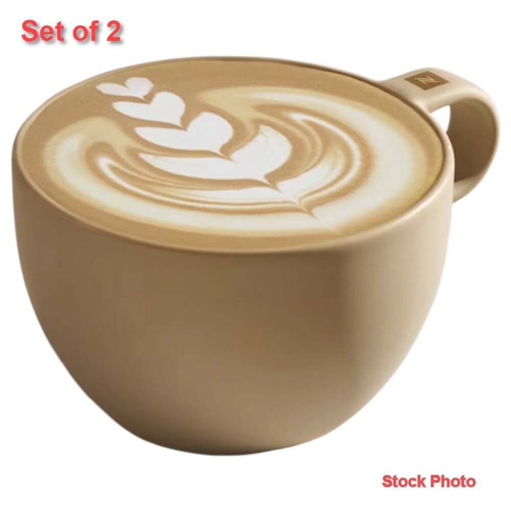 Nespresso Cappuccino Cups 9 oz Medium Beige Barista Set of 2 Porcelain NIB